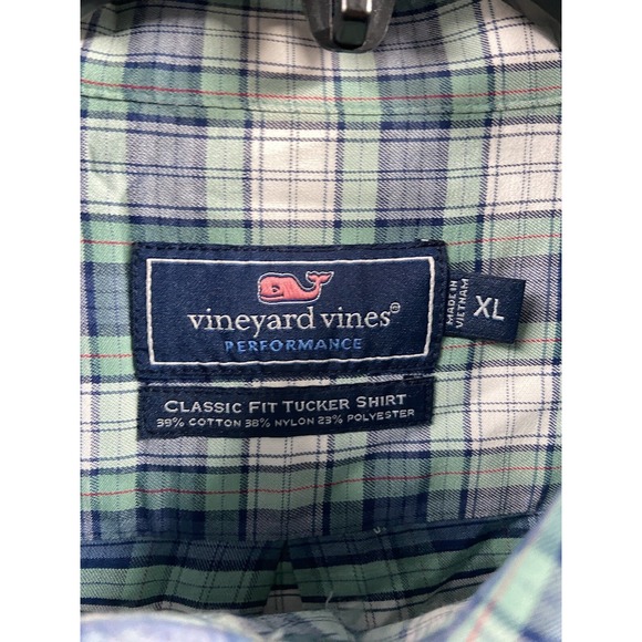 Vineyard Vines Performance Classic Fit Tucker Shirt XL Blue Plaid Long Sleeve‎ - Picture 2 of 5